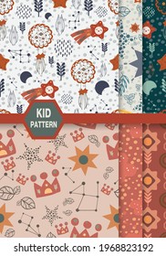 seamless pattern Abstract line pop art collection Bohemian style with rainbow elements