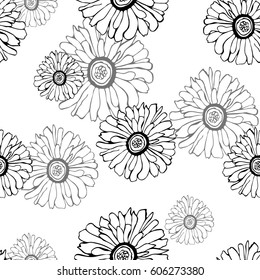 seamless pattern with abstract linear colors, black and white.