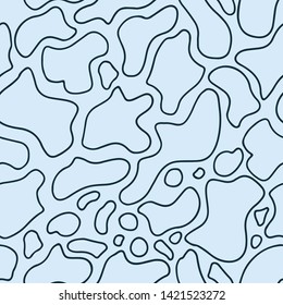 Seamless pattern with abstract lines on blue background. Contemporary repeat vector ornament, great for packaging, fabrics, home decor, apparel design and more.