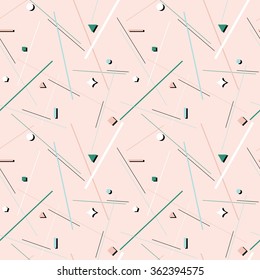 Seamless pattern with abstract lines and shapes in retro 80s style 3