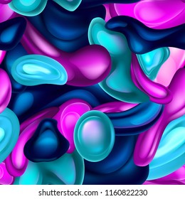 Seamless Pattern of Abstract Liquid Shapes in Blue and Purple Colors