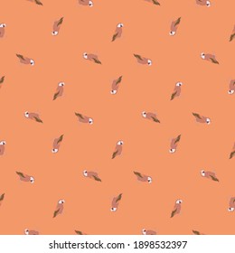 Patrón sin foco con ornamento abstracto de loro de zona pequeña, fondo rosado Pastel. Diseño geométrico sencillo. Ilustración bursátil. Diseño vectorial para textiles, tela, giftwrap, papel pintado.