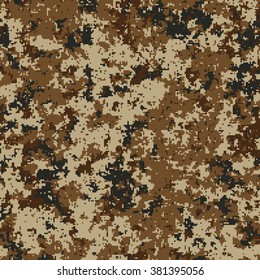 Seamless pattern. Abstract military or hunting camouflage background. Made from geometric square shapes. Vector illustration.