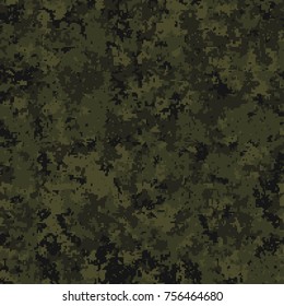 Seamless pattern. Abstract military or hunting camouflage background. Geometric square shapes. Olive, green color. Vector illustration.