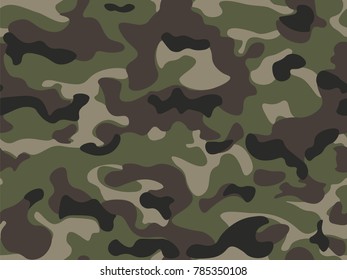 Seamless pattern. Abstract military or hunting camouflage background. Brown, green, black color. Vector illustration.