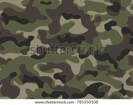 Seamless pattern. Abstract military or hunting camouflage background. Brown, green, black color. Vector illustration.