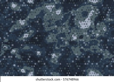 Seamless pattern. Abstract military or police camouflage background. Shades of blue with square gray grid.