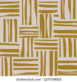 Seamless pattern with abstract Minimal elegant line brush stroke shapes. Repeating geometric elements. Stylish monochrome background design. Vector illustration