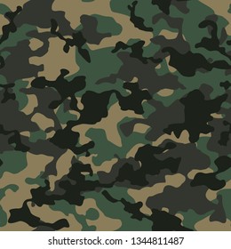 Сamouflage seamless pattern. Abstract modern camo military background for army an hunting. Fabric and fashion textile pint. Vector texture.