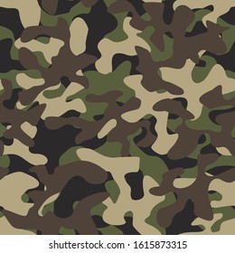 Сamouflage seamless pattern. Abstract modern camo military background for army and hunting. Fabric and fashion textile print. Vector texture.