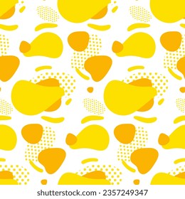 Seamless pattern with abstract modern graphic elements in yellow. Dynamic color shapes and textures with smooth flowing shapes. Texture for the design of the background, flyer or presentation