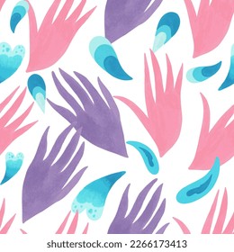 Seamless pattern with abstract modern shapes. Vector color hand drawn illustration