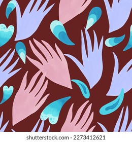 Seamless pattern with abstract modern shapes. Vector color hand drawn illustration
