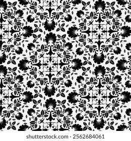 Seamless pattern. Abstract modern stylish texture. Repeating geometric tiles from striped elements or curves. Lace texture, black and white background, Ornament with elements. EPS vector illustration