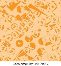 Seamless pattern with abstract money banknote and coins. Vector illustration.