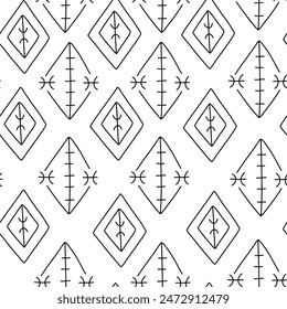 Seamless pattern with abstract morocco symbols in line style