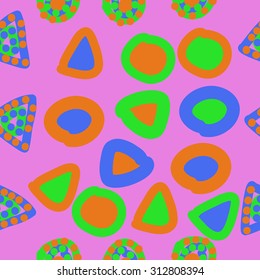 Seamless   pattern of abstract motif, ellipses,bagels, spots. Handmade.