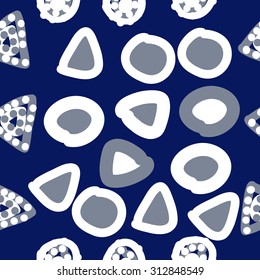 Seamless   pattern of abstract motif, ellipses,bagels, spots. Handmade.