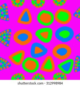 Seamless   pattern of abstract motif, ellipses,bagels, spots. Handmade.