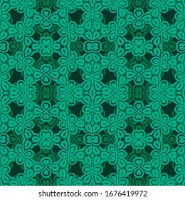 Seamless pattern with Abstract motifs in 3 colors. Vector illustration.