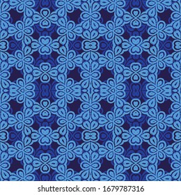 Seamless pattern with Abstract motifs in 3 colors. Vector illustration.