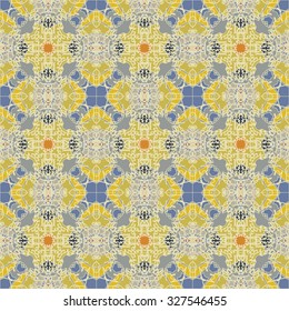 Seamless pattern with abstract motives.                   
Seamlessly repeating ornamental wallpaper or textile pattern with hand drawn abstract motives. 

