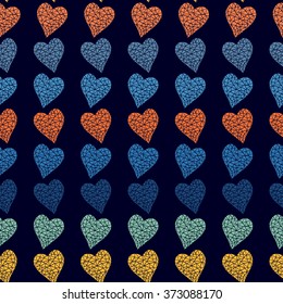Seamless pattern with abstract multicolored hearts for web page site.Happy Valentines Day.Holiday background or site wab page woman blog