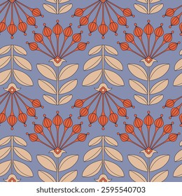 Seamless pattern with abstract nature elements