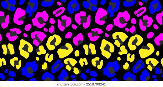 Seamless pattern with abstract neon leopard print. Trendy animal ornament. Vector graphics.