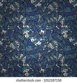 Seamless pattern Abstract nice background. Vector illustration. Blue, black and white on colors. Doodles pattern for wrapping paper.