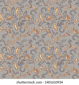 Seamless pattern with abstract pattern on gray background