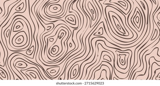 Un patrón sin fisuras de líneas de contorno abstractas, orgánicas y fluidas en un tono cálido y terroso.