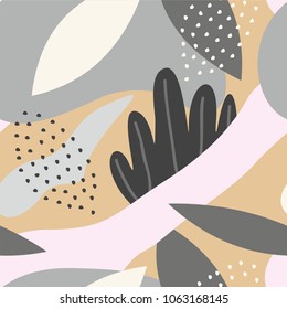 Seamless pattern with abstract and organic shapes. Abstract flowers