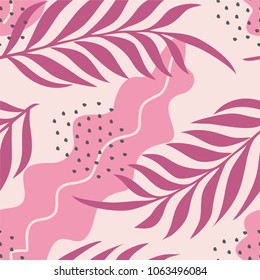 Seamless pattern with abstract and organic shapes. Abstract flowers in pastel colors