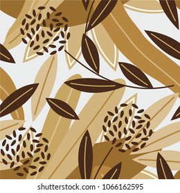 Seamless pattern with abstract and organic shapes. Abstract flowers in pastel colors