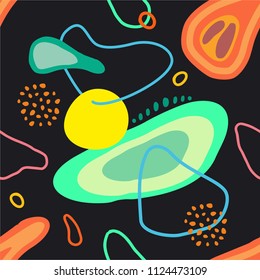 Seamless pattern with abstract and organic shapes