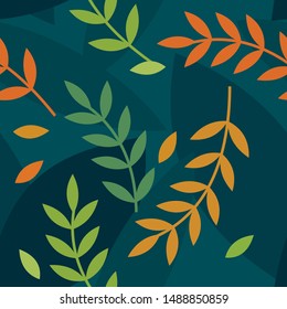 Seamless pattern with abstract and organic shapes. Autumn leaves. Illustration perfect for gift paper, autumn greeting cards, web page background, wallpaper