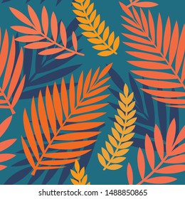 Seamless pattern with abstract and organic shapes. Autumn leaves. Illustration perfect for gift paper, autumn greeting cards, web page background, wallpaper