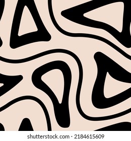 Seamless pattern with abstract organic shapes. Vector hand drawn wavy background in minimalist boho doodle style	