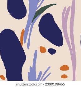 Patrón sin brillo con formas orgánicas abstractas. Antecedentes dibujados a mano. plantilla de diseño de fondo