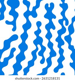 Seamless pattern with abstract organic shapes. Vector flat psychedelic background. Wavy liquid distorted forms