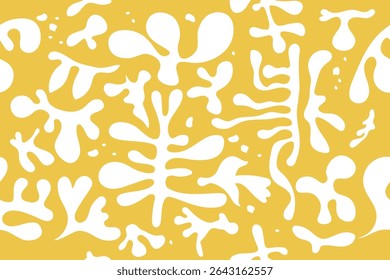 Seamless pattern with abstract organic shapes. Minimalist boho style. Wavy liquid shapes