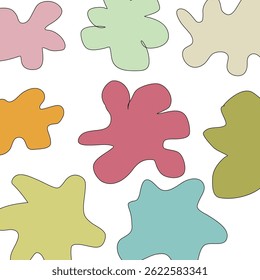 Motif harmonieux avec des formes organiques abstraites :; bubbles, bulles, bulles pour marque, carte, poster.Couleur pastel tendance avec un design dessiné à la main