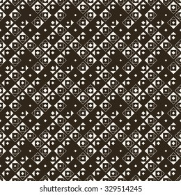 Seamless pattern. Abstract original geometrical background. Stylish simple texture with chaotically repeating triangles, rhombuses, squares. Vector element of graphical design