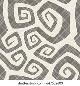 Seamless pattern with abstract ornament and fabric texture.
