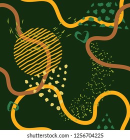 Seamless pattern with abstract ornament forms. Abstract Painted texture with ink splatter. Bright seamless pattern with splashes of paint. Art for fabric, textile, fashion, print. 