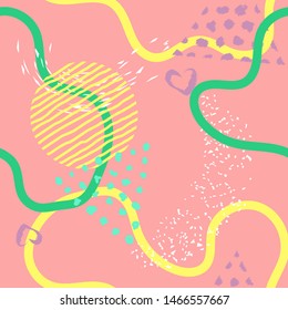 Seamless pattern with abstract ornament forms. Abstract Painted texture with ink splatter. Bright grunge minimalistic seamless pattern. Hand painted brush strokes.