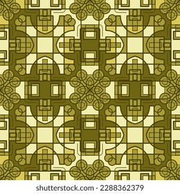 Seamless pattern with abstract ornament. Green palette. Vector illustration