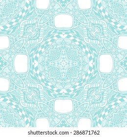 Seamless pattern from abstract  ornament light blue white colors in East or Arabic style for decorate clothe interior or for making  computer game or for package or for playing card back 