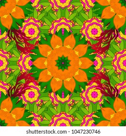 Seamless pattern with abstract ornament. Seamless pattern with Mandalas. Vector ornaments, background.
